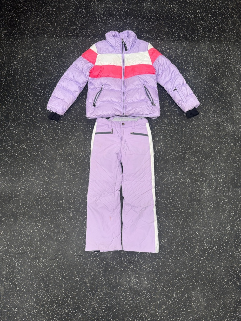 Bogner Kids Lavender Ski Pants with White & Pink Stripe Jacket